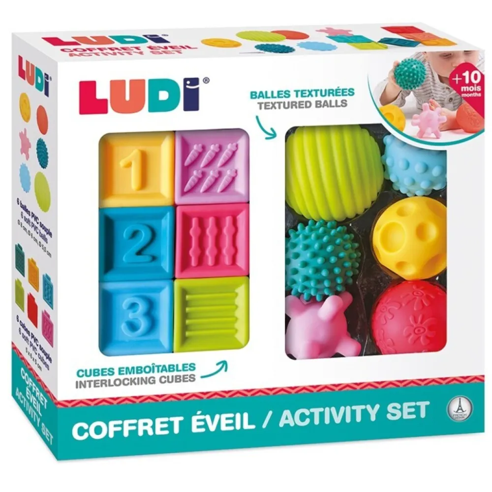 Ludi Conjunto 6 bolas y 6 cubos ·*Niños Juguetes Montessori|Juguetes Antiestrés