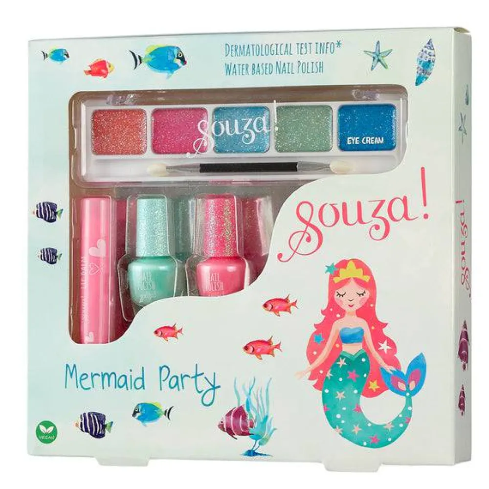 Souza Conjunto maquillaje sirenita ·*Niños Maletín De Maquillaje Para Niñas Y Niños|Pintauñas Para Niñas Y Niños