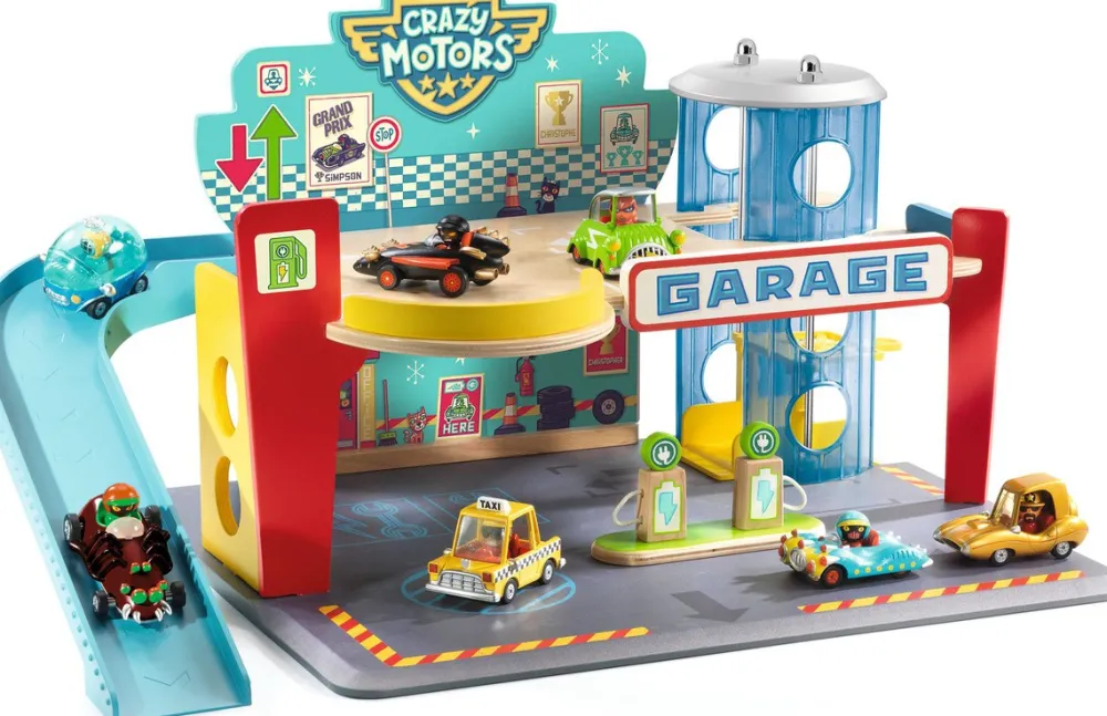 Djeco Crazy Motors Garaje ·*Niños Coches De Metal De Juguete|Coches Crazy Motors De Djeco