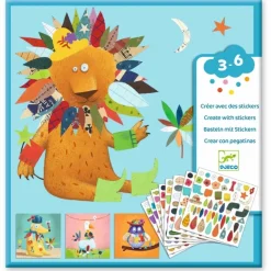 Djeco Crear con pegatinas Animales ·*Niños Kit De Manualidades
