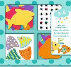 Djeco Crear con pegatinas Me gustan los peces*Niños Kit De Manualidades