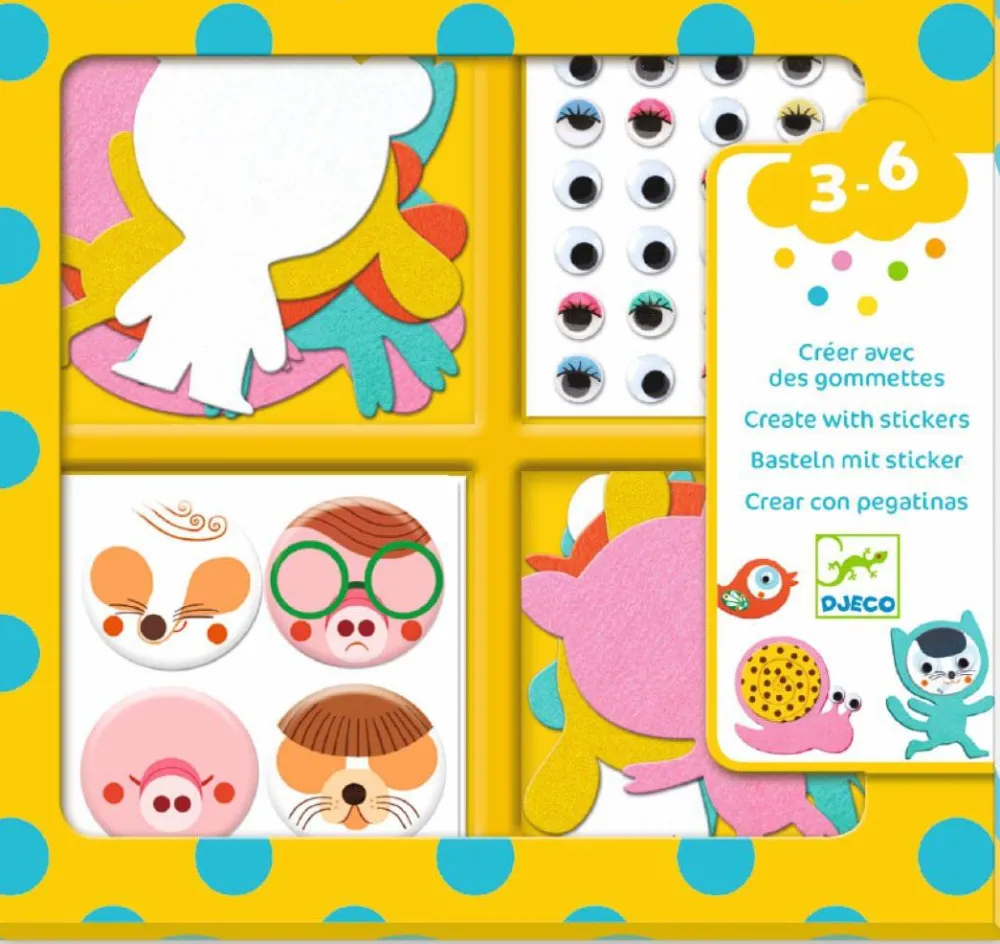 Djeco Crear con pegatinas Me gustan los animales*Niños Kit De Manualidades