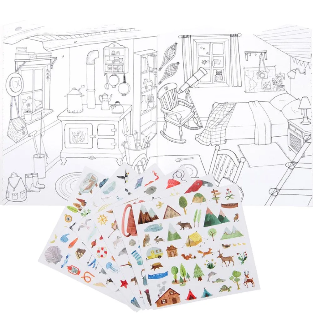Moulin Roty Cuaderno de pegatinas El Explorador ·*Niños Juegos De Viaje