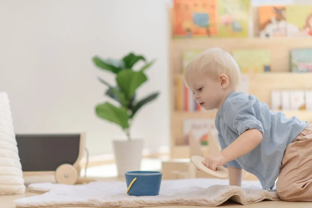 Plantoys Cubo empuja y cae ·*Niños Juguetes Waldorf|Juguetes De Madera Para Niños