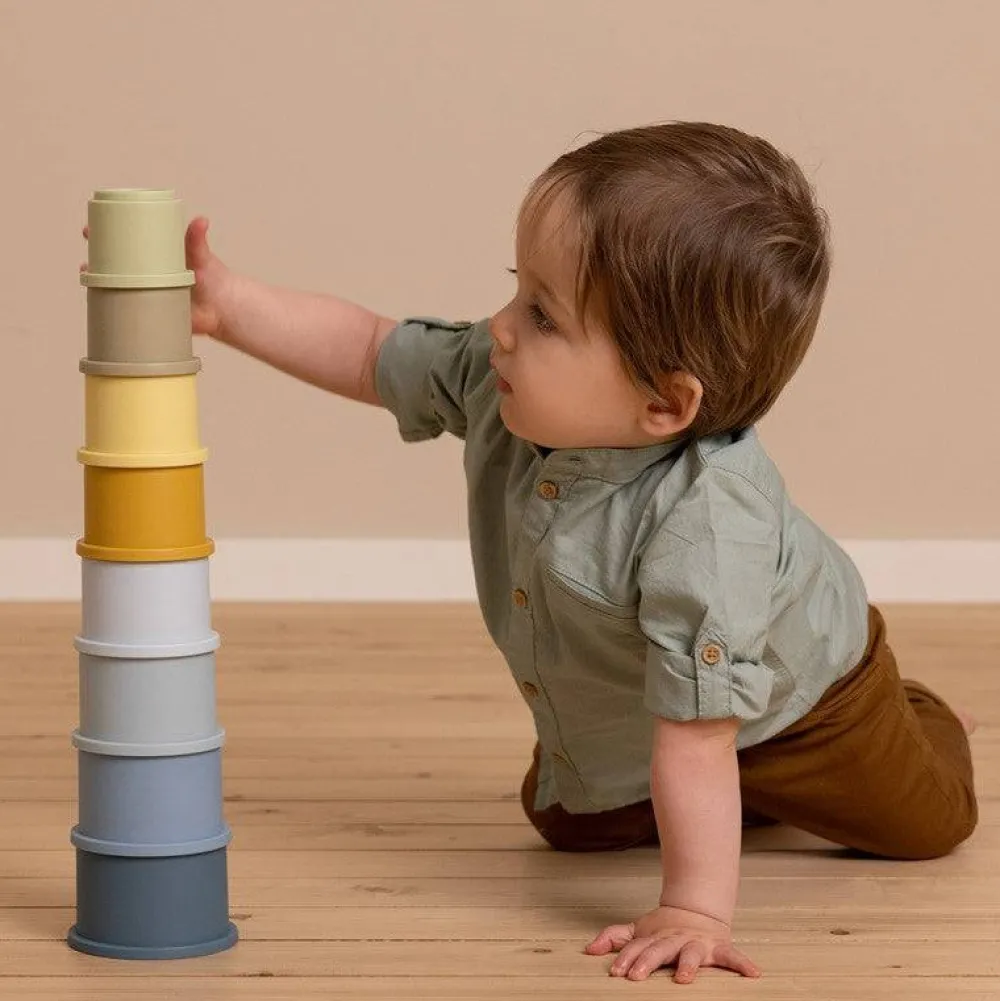 Little Dutch Cubos Apilables Azules ·*Niños Juguetes Y Juegos Motricidad Fina|Cubos Apilables