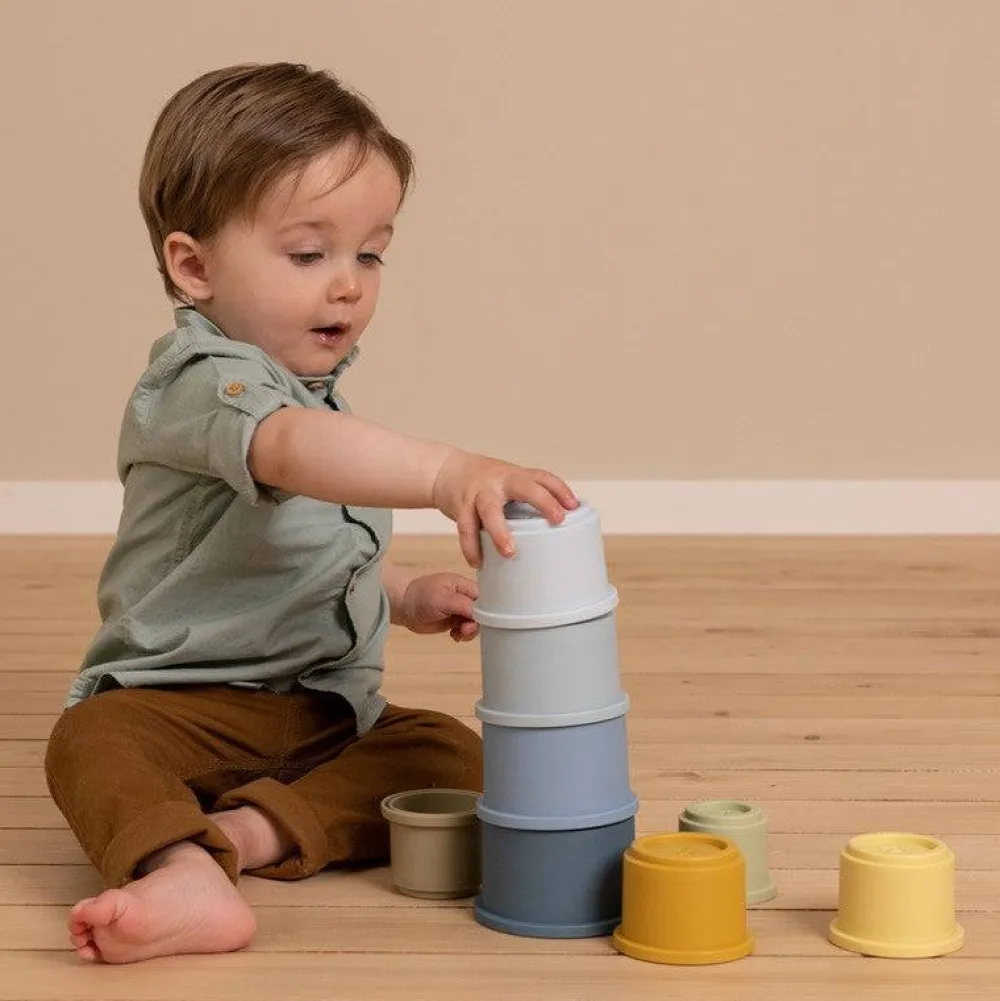 Little Dutch Cubos Apilables Azules ·*Niños Juguetes Y Juegos Motricidad Fina|Cubos Apilables