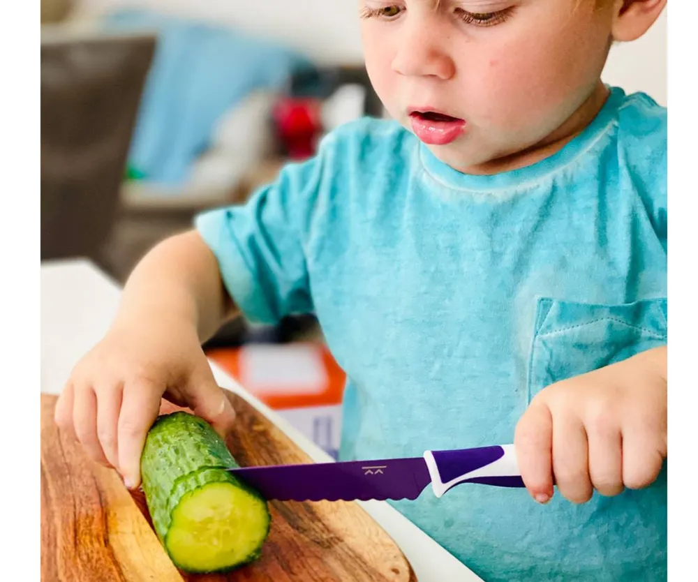 KiddiKutter Cuchillo Autonomía · Violeta*Niños Accesorios De Cocina Para Niños|Baby-Led Weaning Y Accesorios Alimentación