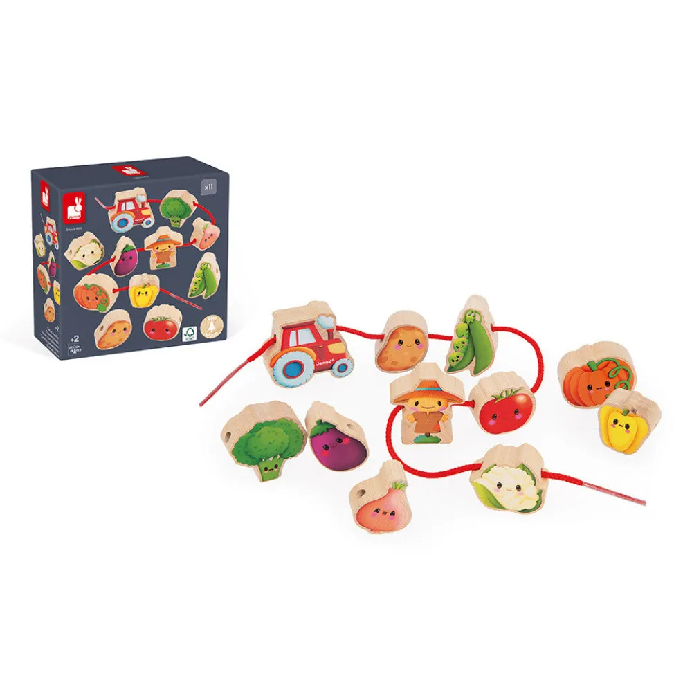 Janod Cuentas para enhebrar Huerto ·*Niños Juguetes Waldorf|Juguetes Montessori