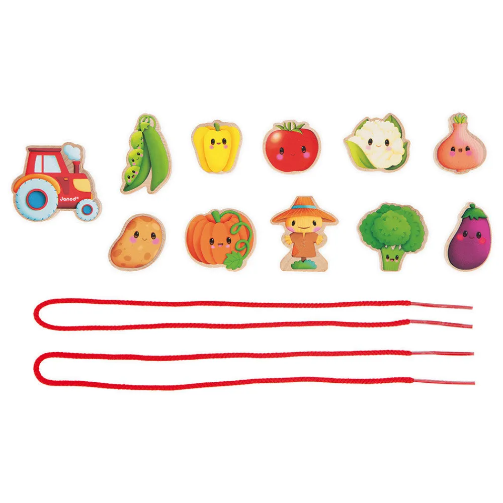 Janod Cuentas para enhebrar Huerto ·*Niños Juguetes Waldorf|Juguetes Montessori
