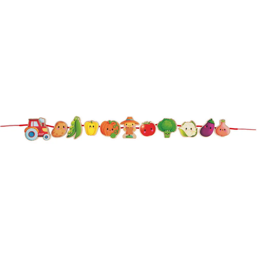Janod Cuentas para enhebrar Huerto ·*Niños Juguetes Waldorf|Juguetes Montessori