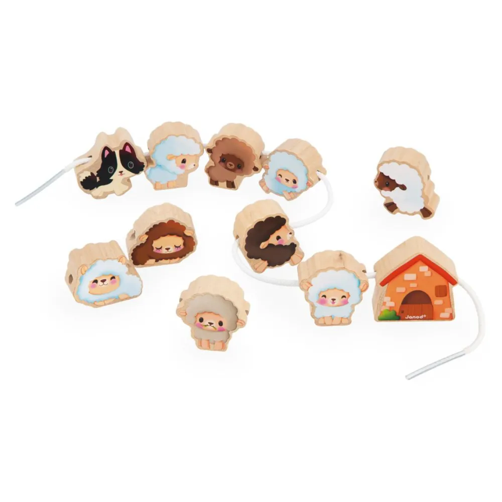 Janod Cuentas para enhebrar Ovejas ·*Niños Juguetes Waldorf|Juguetes Y Juegos Motricidad Fina