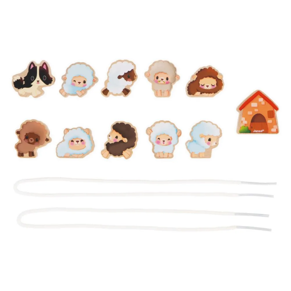 Janod Cuentas para enhebrar Ovejas ·*Niños Juguetes Waldorf|Juguetes Y Juegos Motricidad Fina