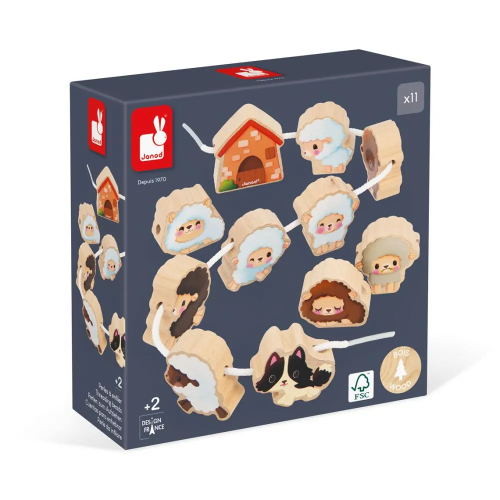 Janod Cuentas para enhebrar Ovejas ·*Niños Juguetes Waldorf|Juguetes Y Juegos Motricidad Fina