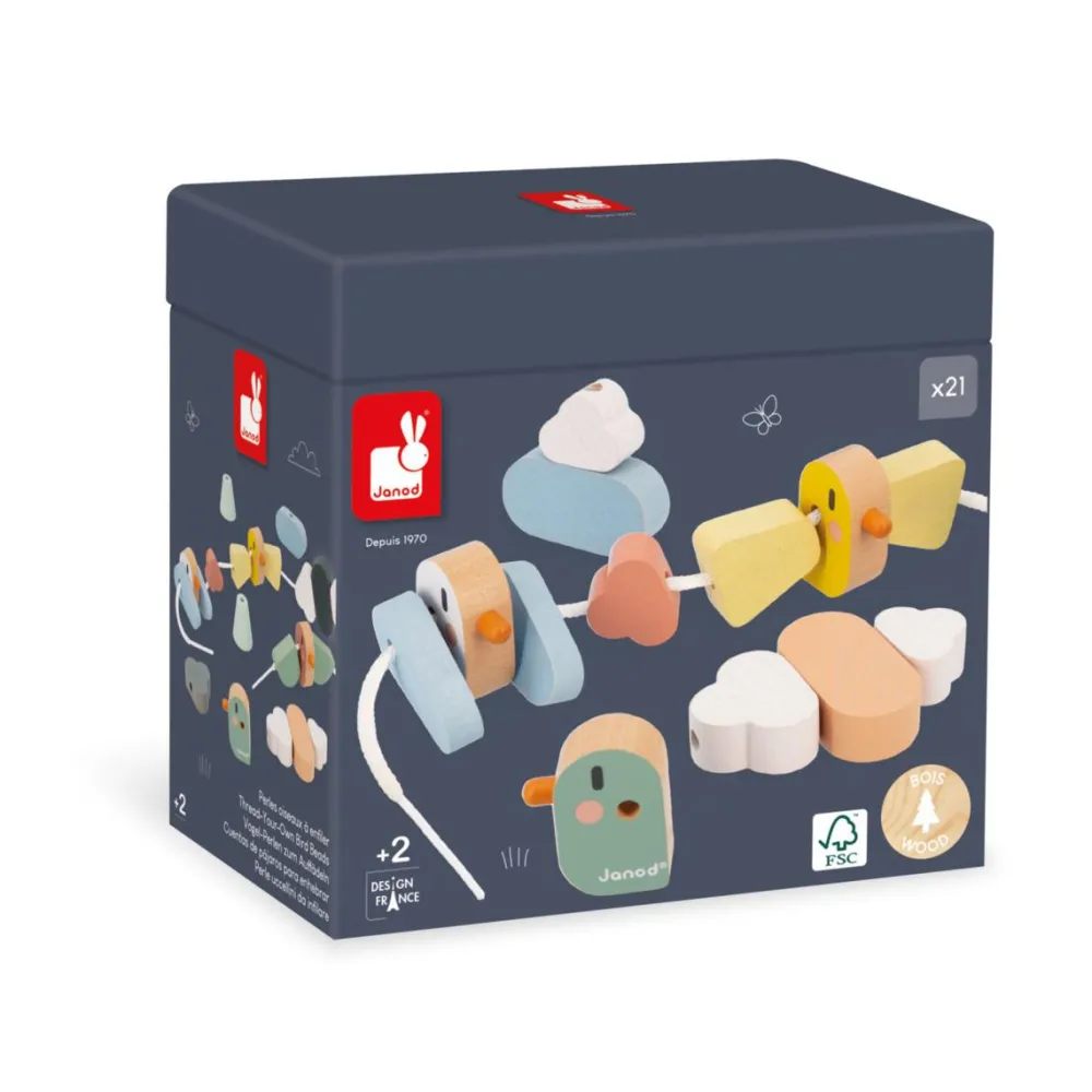 Janod Cuentas para enhebrar Pájaros ·*Niños Juguetes Waldorf|Juguetes Y Juegos Motricidad Fina