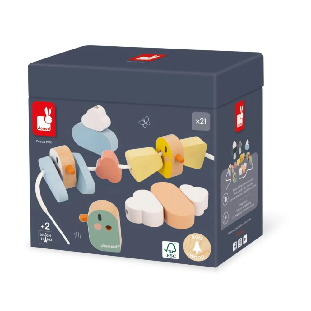 Janod Cuentas para enhebrar Pájaros ·*Niños Juguetes Waldorf|Juguetes Y Juegos Motricidad Fina
