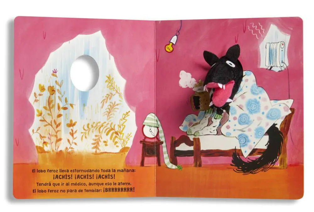 Edelvives El lobo feroz está enfermo*Niños Libros De Texturas Para Bebés|Libros Con Muñeco