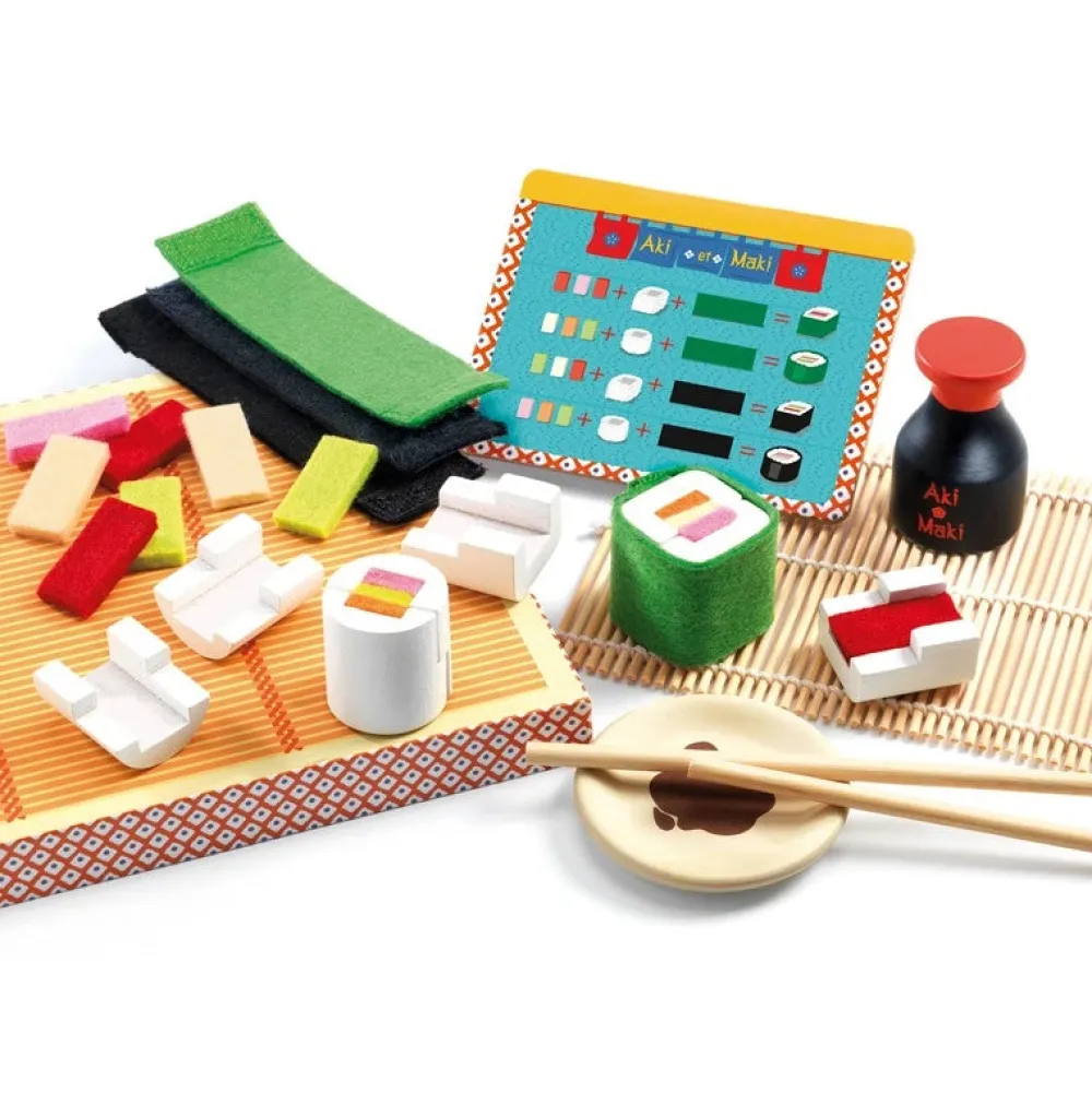 Djeco El Sushi de Aki & Maki ·*Niños Cocinas De Madera Y Accesorios Juguete|Juguetes Waldorf
