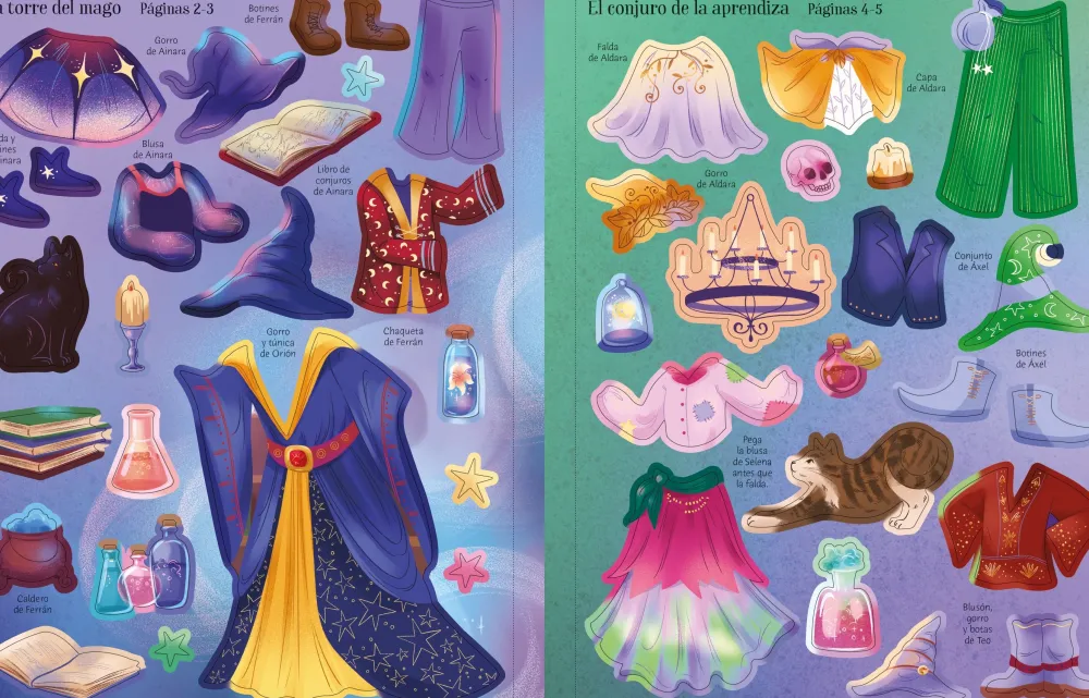 Usborne El vestuario en pegatinas - Hechiceras y Magos* Libros De Pegatinas