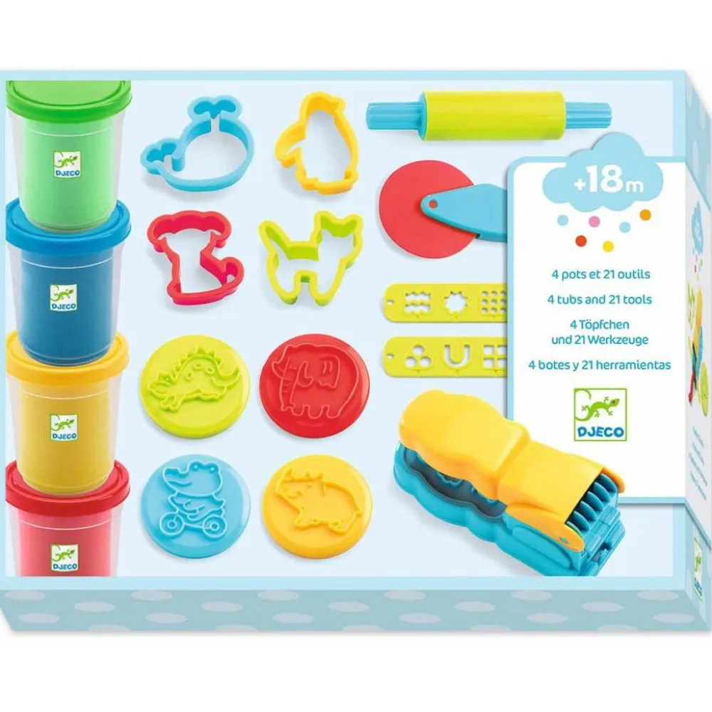 Djeco Estuche pasta moldear con accesorios ·*Niños Plastilina De Colores|Juguetes Y Juegos Motricidad Fina