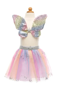 Great Pretenders Falda Rainbow con alas y varita · 4-6 años*Niños Disfraces Infantiles
