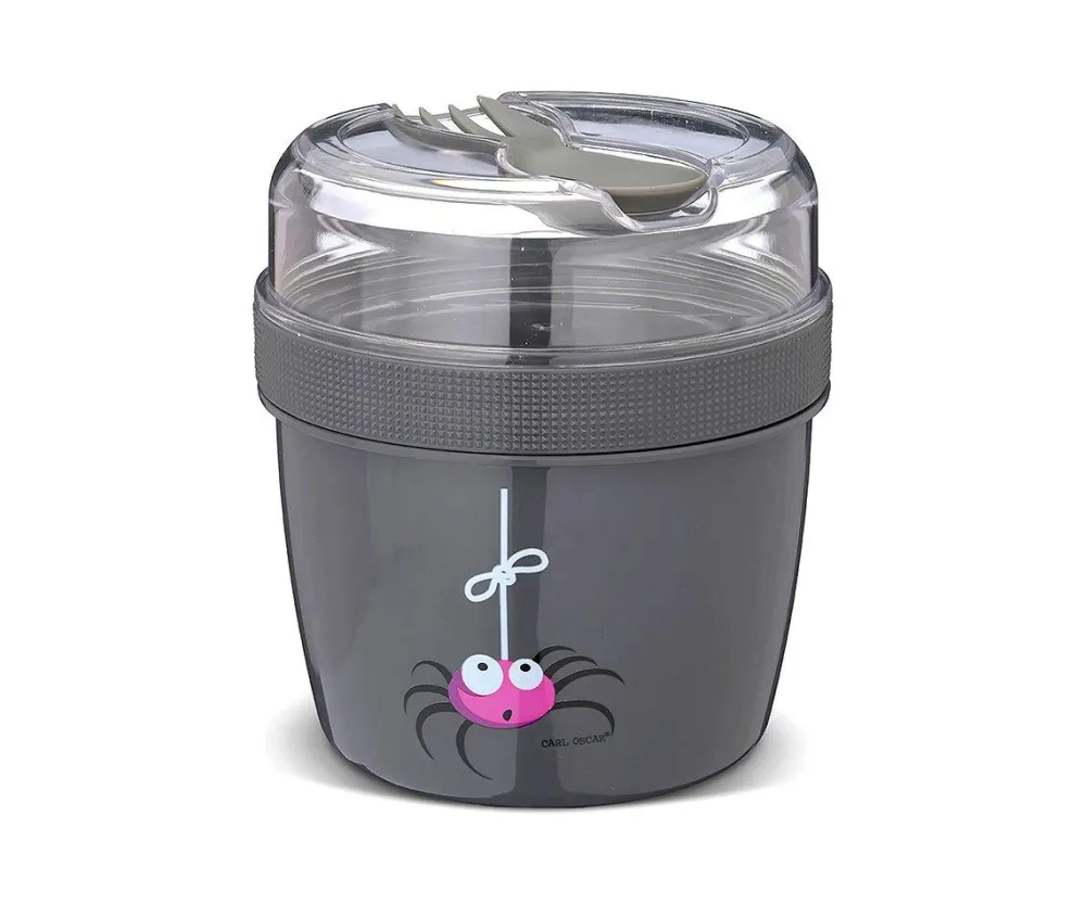 Carl Oscar Fiambrera Snack N'ice Cup L Araña Grey ·* Cajas De Almuerzo Infantil·Tuppers Fresquitos|Cajas De Almuerzo Infantil·Con Compartimentos