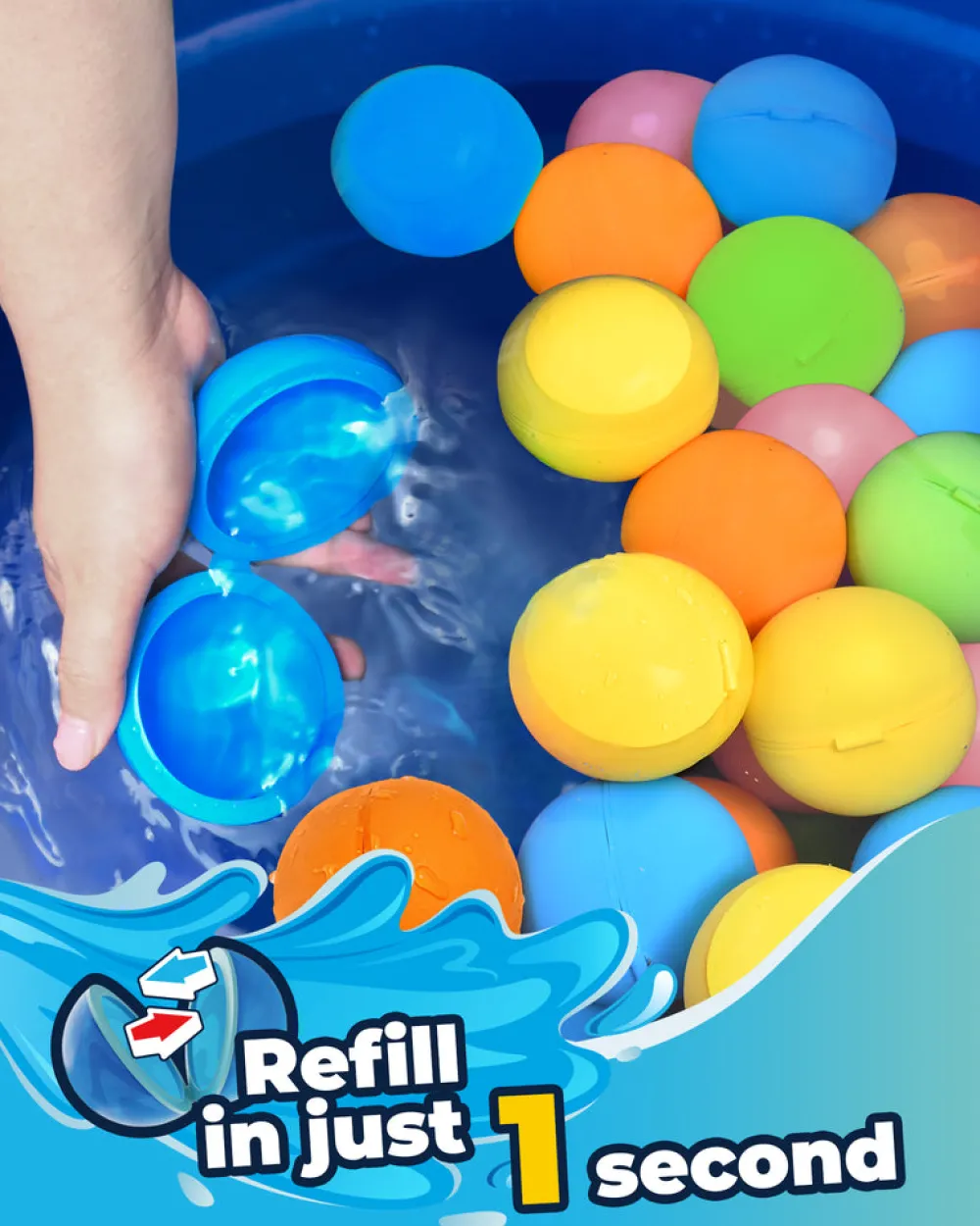 SOPPYCID Globos agua reutilizables SOLID opacos · 6 uds*Niños Juguetes De Piscina|Juguetes De Piscina