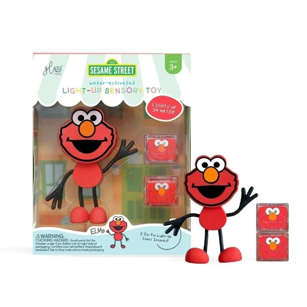 Glo Pals GloPals Set Personaje Elmo Rojo + 2 Cubos luz*Niños Juguetes De Baño|Glo Pals - Cubos De Luz Para El Baño