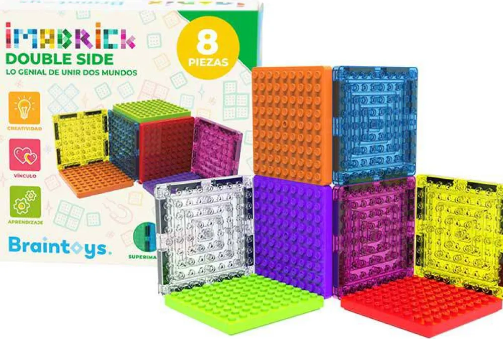 Braintoys Imabrick 8 piezas doble cara ·*Niños Construcciones Magnéticas