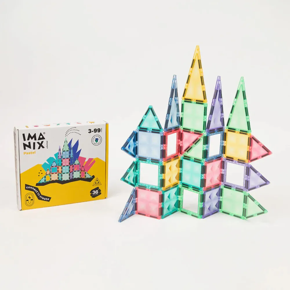 Braintoys Imanix 36 piezas Pastel ·*Niños Construcciones Magnéticas|Imanix