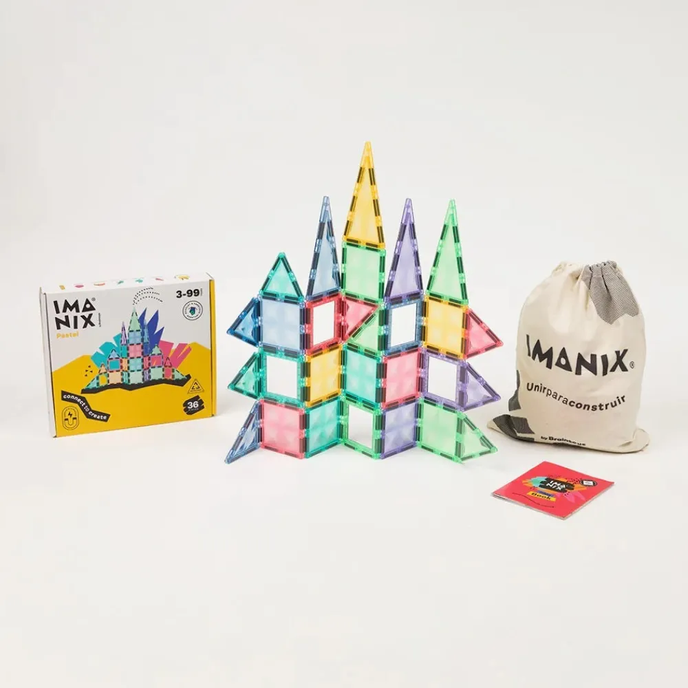 Braintoys Imanix 36 piezas Pastel ·*Niños Construcciones Magnéticas|Imanix