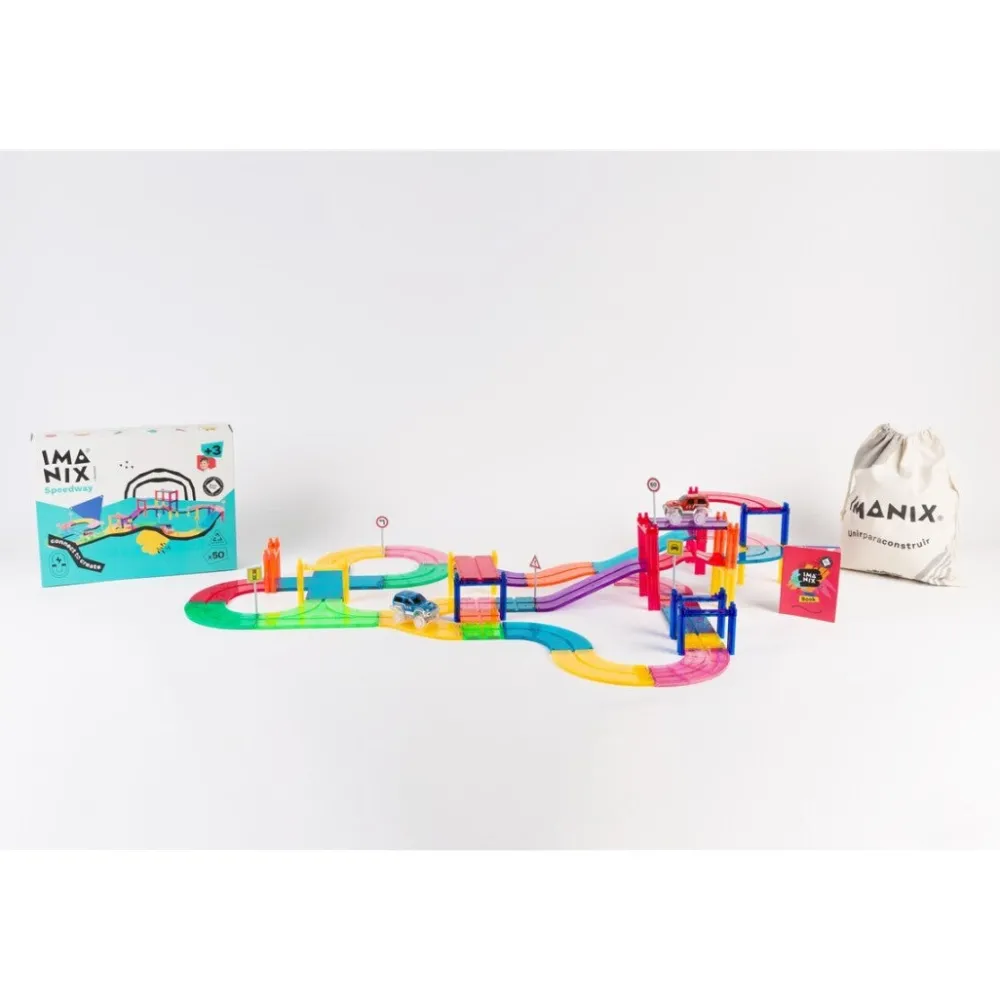Braintoys Imanix Pista de Carreras 50 piezas ·*Niños Construcciones Magnéticas|Imanix
