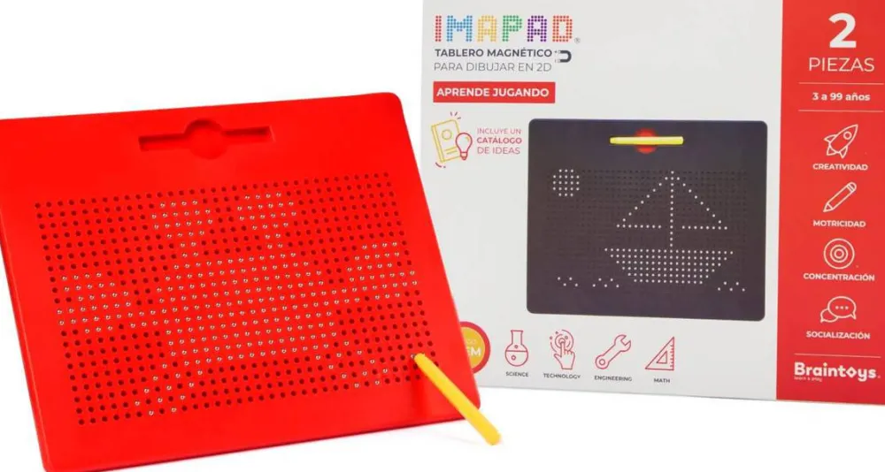 Braintoys Imapad Rojo ·*Niños Construcciones Magnéticas|Juegos De Viaje