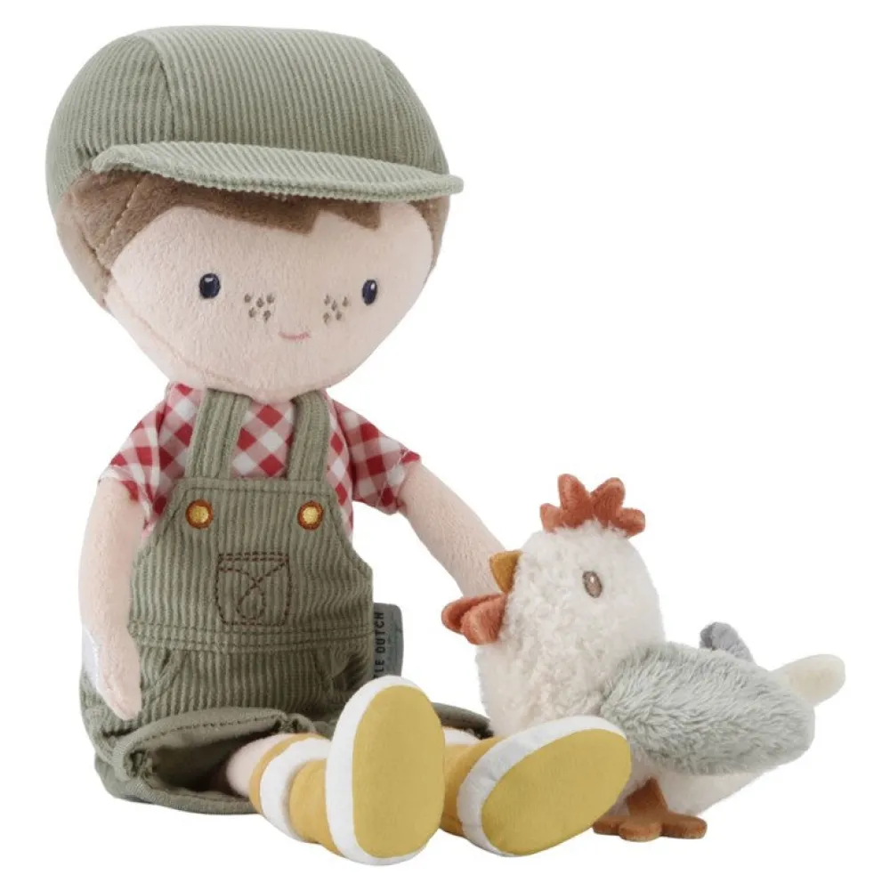 Little Dutch Jim Granjero con Gallina Mediano ·*Niños Muñecos Blanditos|Juguetes Montessori
