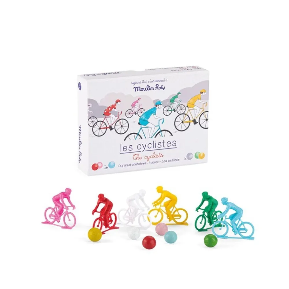 Moulin Roty Juego de 6 ciclistas con canicas Mercredi ·*Niños Juguetes Y Juegos Motricidad Fina