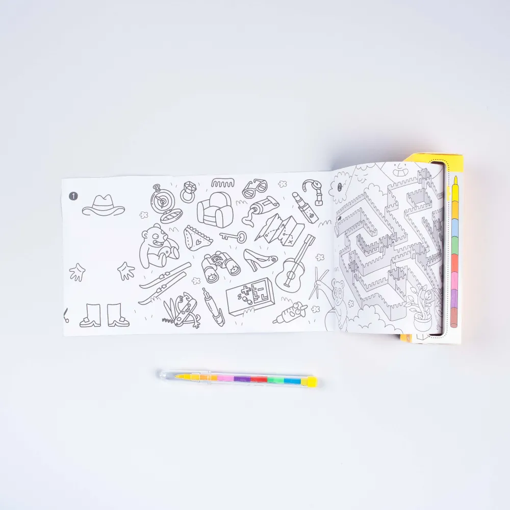 Omy Juego de bolsillo para colorear Atlas+8 pinturas ·*Niños Libros Para Colorear|Libros Para Colorear