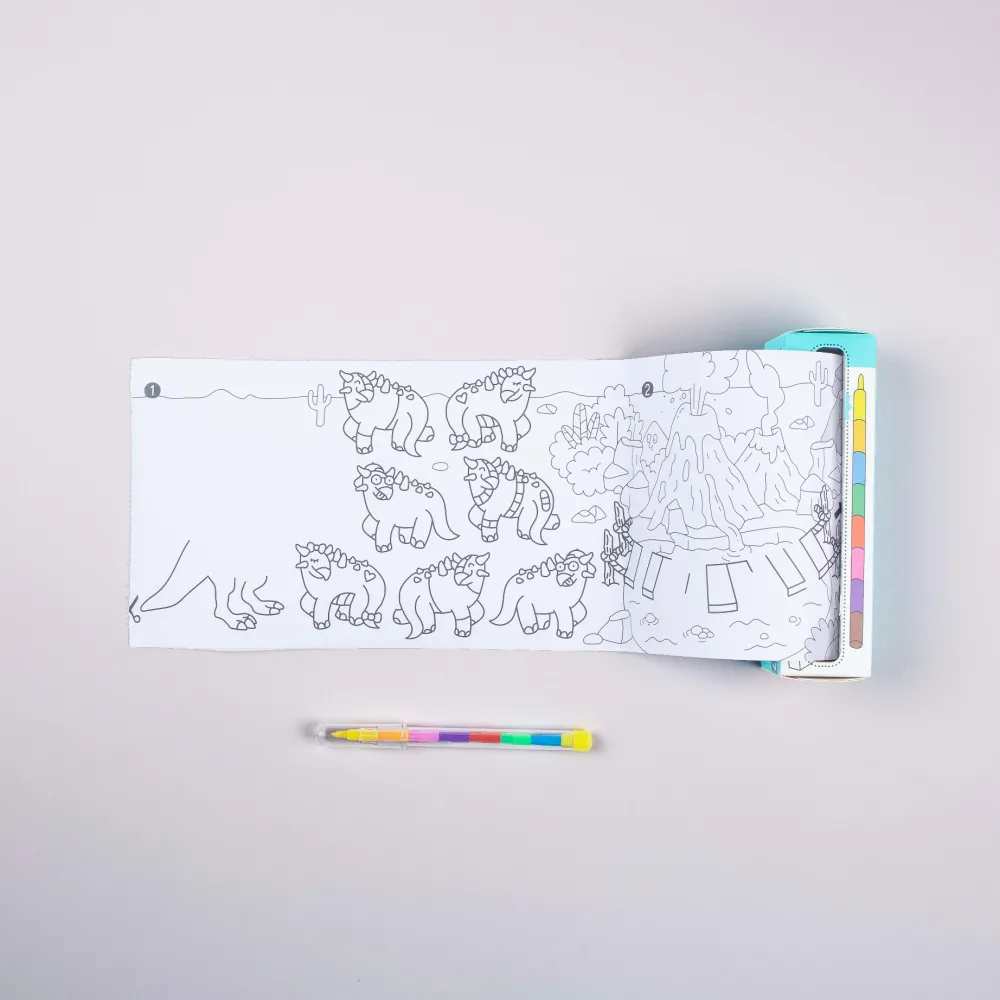 Omy Juego de bolsillo para colorear Dinos+8 pinturas ·*Niños Libros Para Colorear|Libros Para Colorear