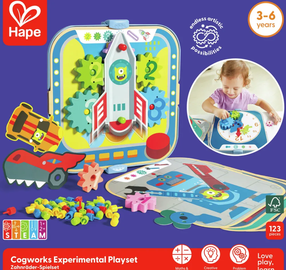 Hape Juego de engranajes ·*Niños Juguetes Y Juegos Motricidad Fina|Juguetes Montessori