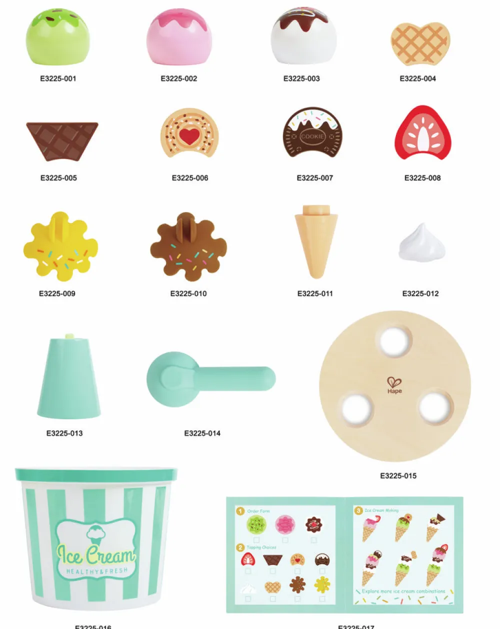 Hape Juego de Helado Scoop & Serve ·*Niños Cocinas De Madera Y Accesorios Juguete|Juguetes Waldorf
