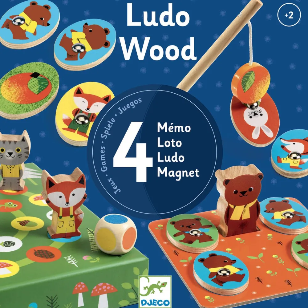Djeco Juego educativo Ludo Wood ·*Niños Juguetes Montessori|Juguetes Y Juegos Motricidad Fina
