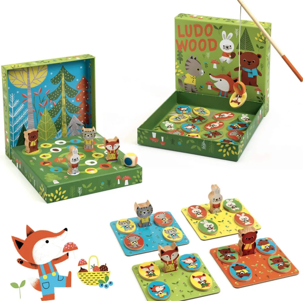 Djeco Juego educativo Ludo Wood ·*Niños Juguetes Montessori|Juguetes Y Juegos Motricidad Fina