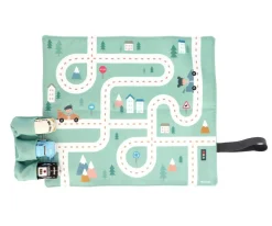 Tutete Juego Mantel con Circuito Menta + 3 Coches*Niños Coches De Metal De Juguete|Juegos De Viaje