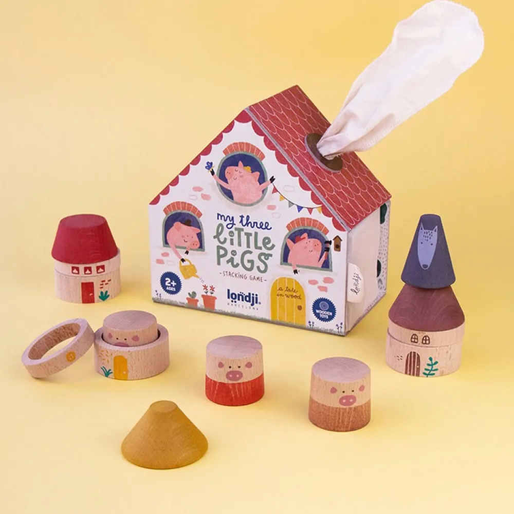 Londji Juguete madera Los Tres Cerditos ·*Niños Juguetes Waldorf|Juguetes Montessori