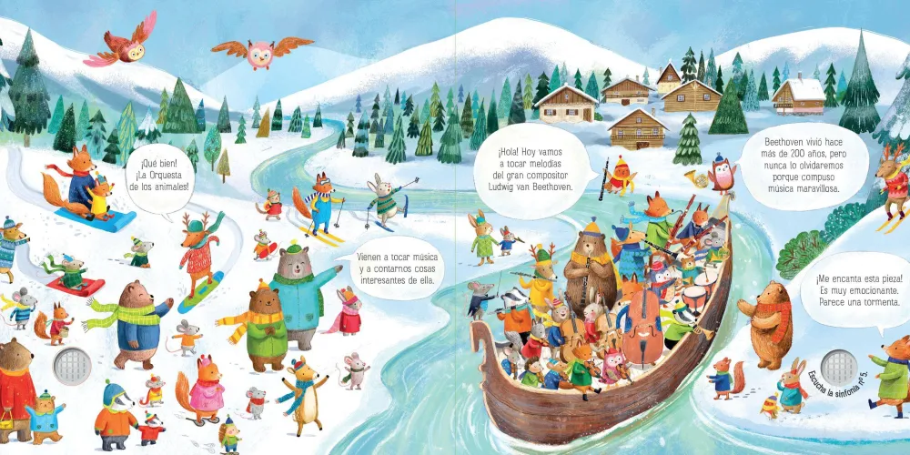 Usborne La Orquesta de los animales toca música de Beethoven*Niños Libros Musicales Y Con Sonido|Libros Sensoriales