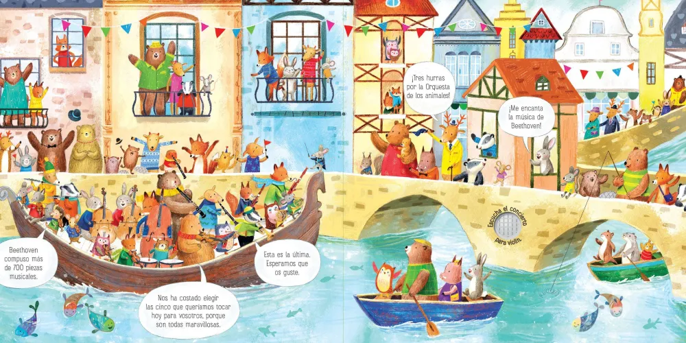 Usborne La Orquesta de los animales toca música de Beethoven*Niños Libros Musicales Y Con Sonido|Libros Sensoriales