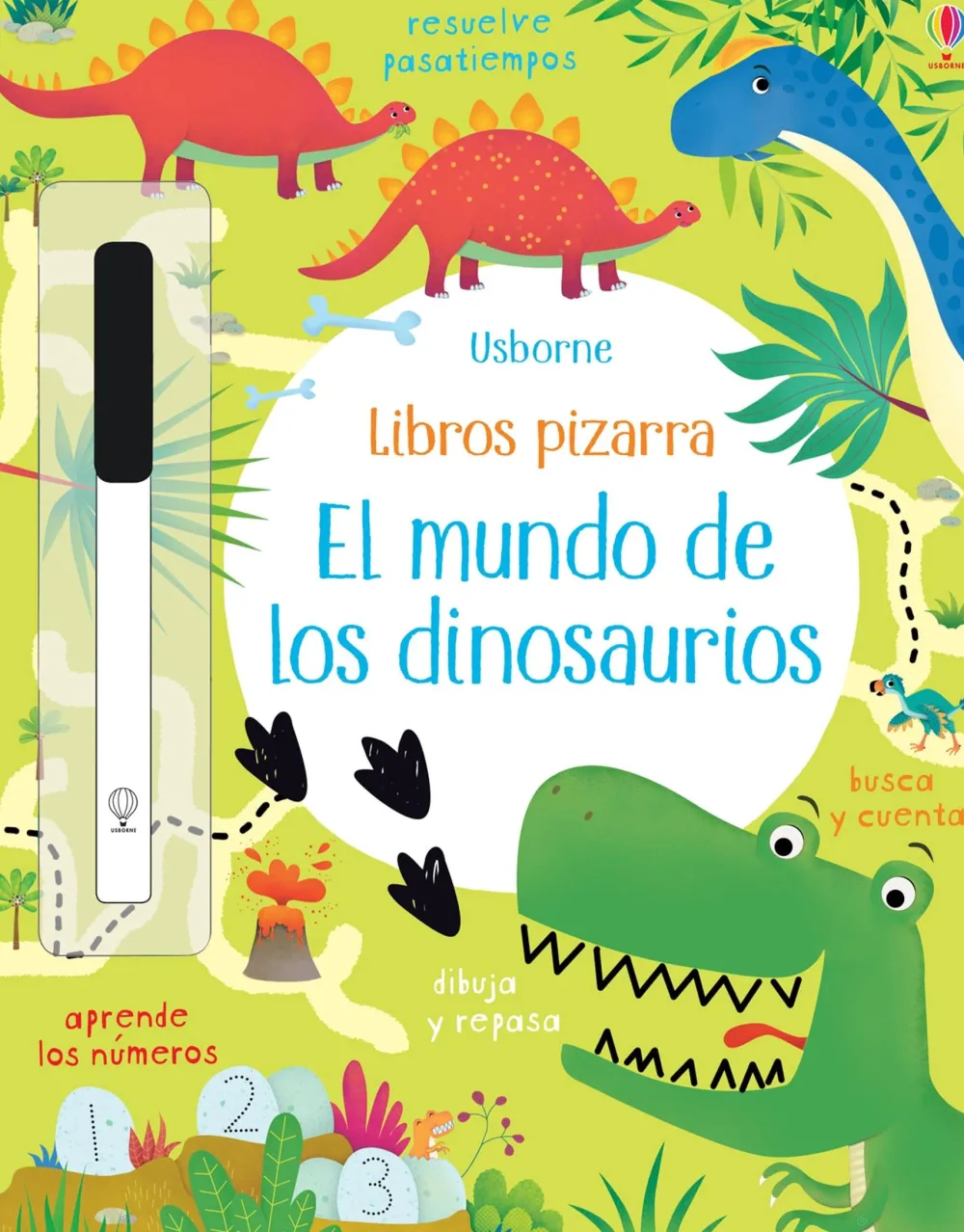 Usborne Libro Pizarra · El mundo de los dinosaurios*Niños Libros Pizarra De Usborne|Juegos De Viaje