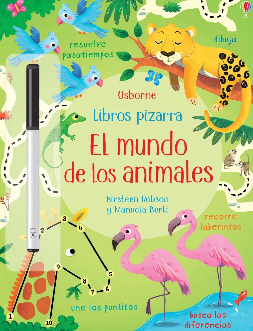 Usborne Libro Pizarra · El mundo de los animales*Niños Libros Pizarra De Usborne|Juegos De Viaje