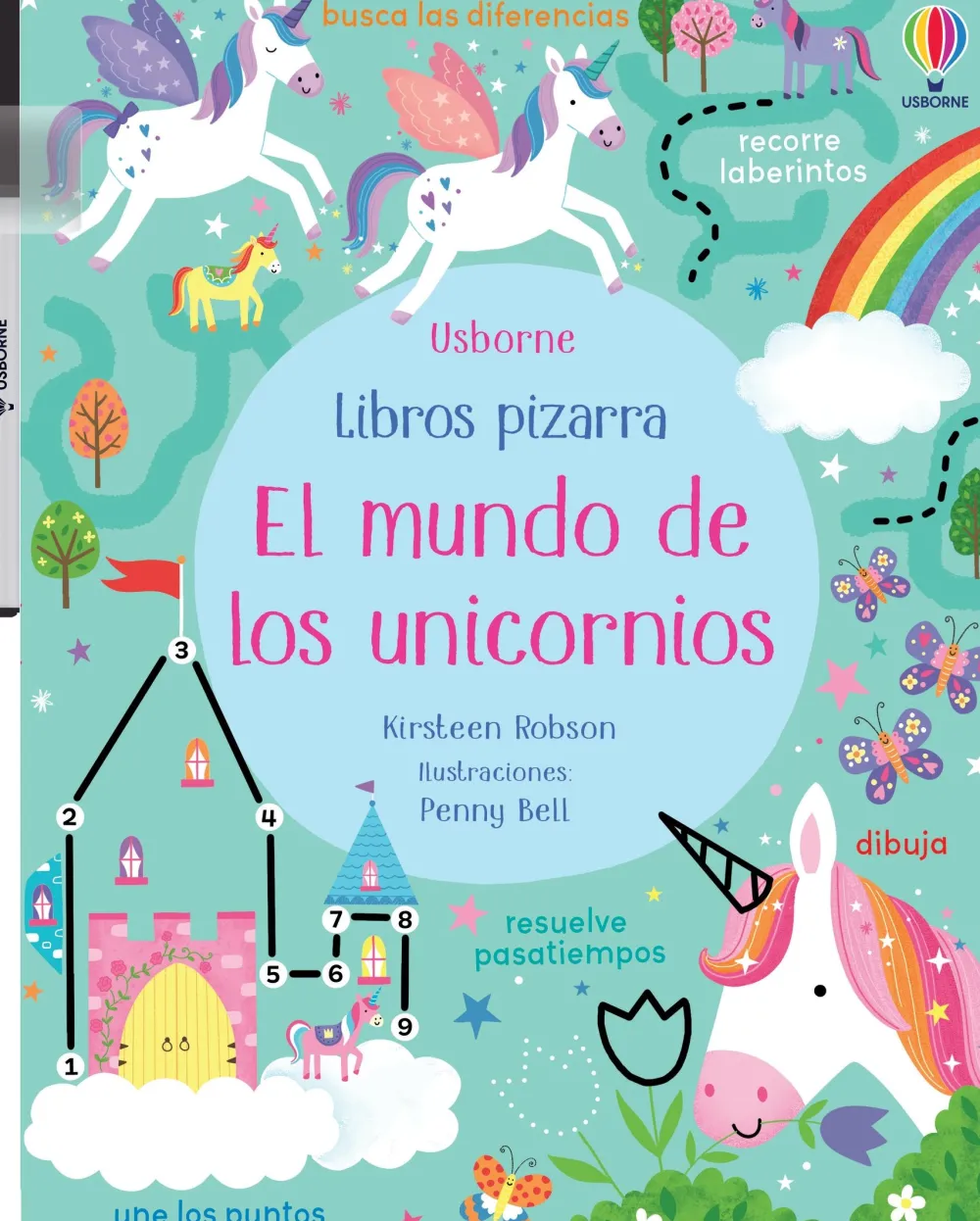 Usborne Libro Pizarra · El Mundo de los Unicornios*Niños Libros Pizarra De Usborne|Juegos De Viaje