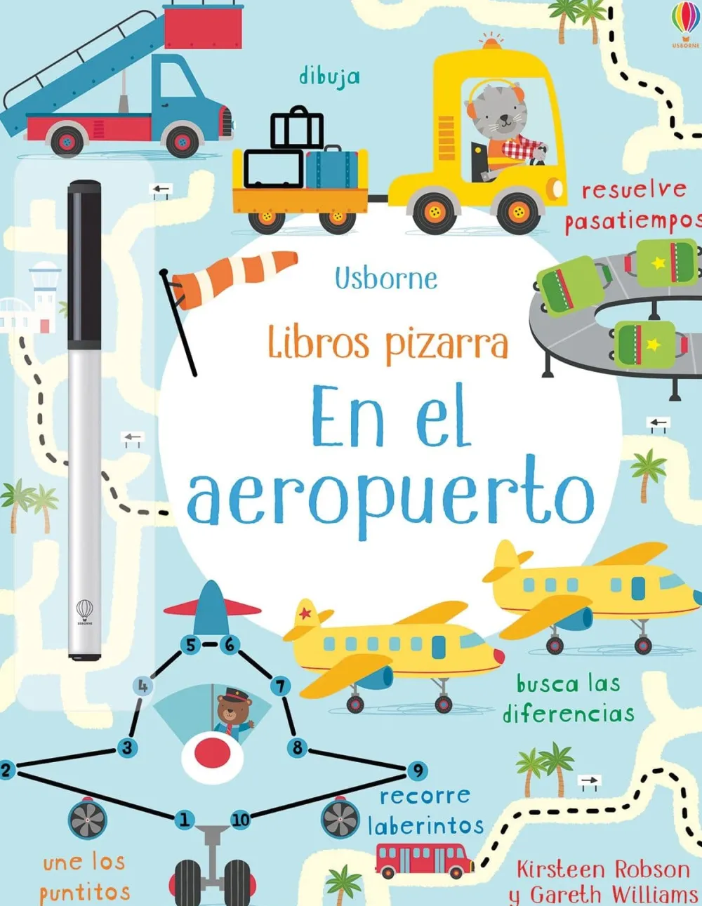 Usborne Libro Pizarra · En el aeropuerto*Niños Libros Pizarra De Usborne|Juegos De Viaje