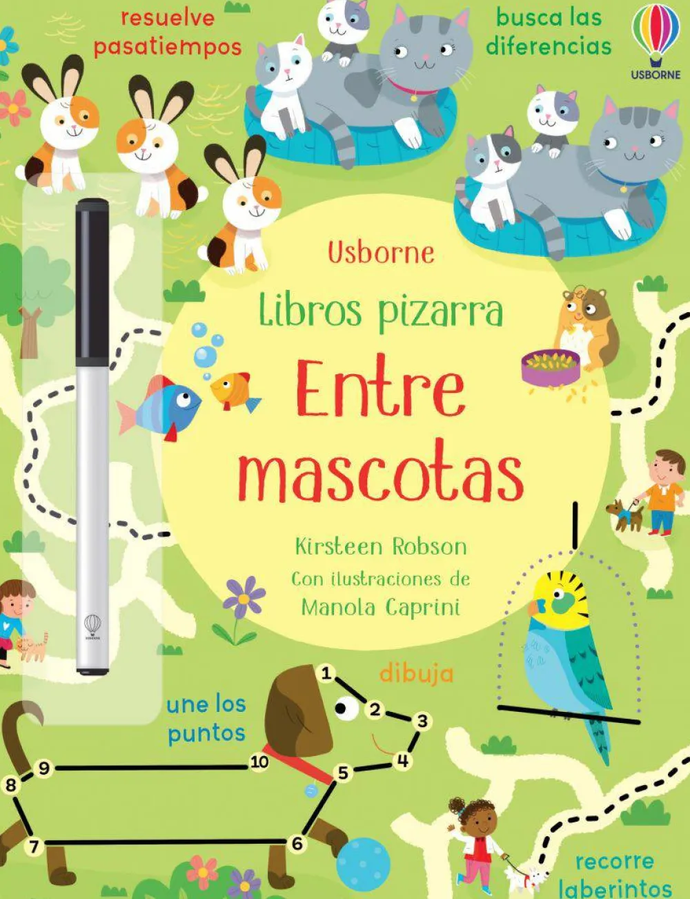 Usborne Libro Pizarra · Entre mascotas*Niños Libros Pizarra De Usborne|Juegos De Viaje