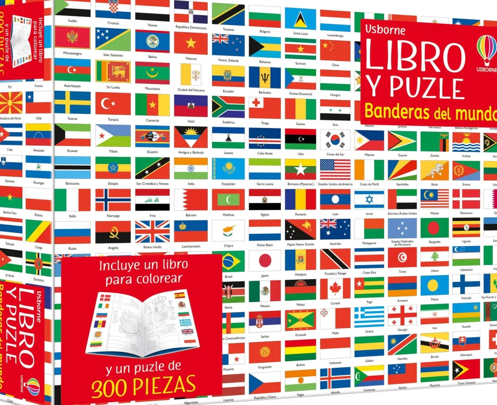 Usborne Libro Puzzle Banderas del Mundo*Niños Puzzles 300 Piezas|Puzzles Con Libro